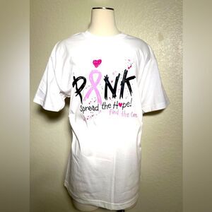 PINK SPREAD THE CURE T SHIRT BREAST CANCER AWARENESS 100% cotton NEW